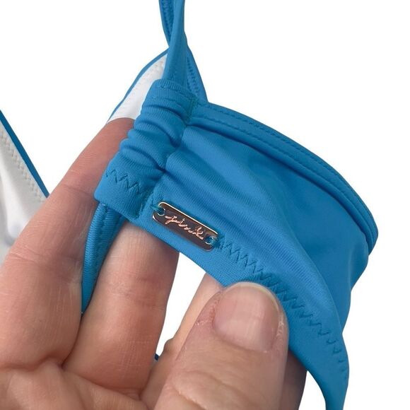 NWT‎ medium blue PINK BODY WRAP BIKINI TOP - Picture 9 of 14